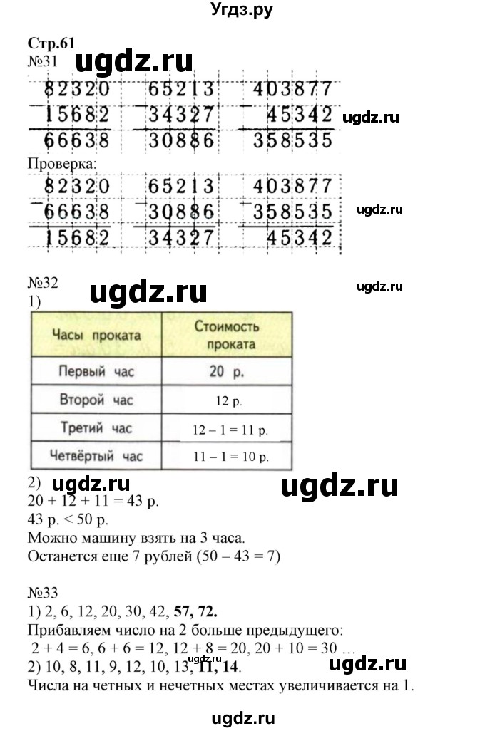 ГДЗ (Решебник №1 к тетради 2017) по математике 4 класс (рабочая тетрадь) Волкова С.И. / часть 1. страница / 61