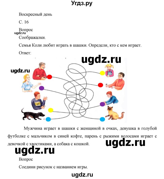 ГДЗ (Решебник) по окружающему миру 1 класс (рабочая тетрадь) Виноградова Н.Ф. / страница номер / 16
