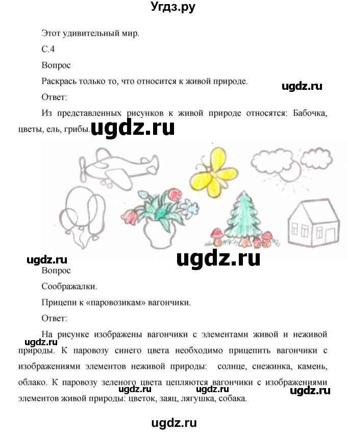 ГДЗ (Решебник) по окружающему миру 1 класс (рабочая тетрадь) Виноградова Н.Ф. / страница номер / 4