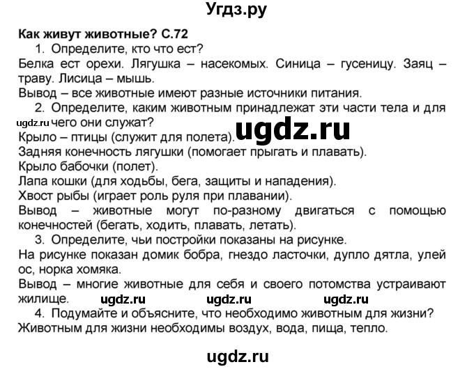 ГДЗ (Решебник №2) по окружающему миру 1 класс Плешаков А.А. / часть 1 (страница) / 72-73