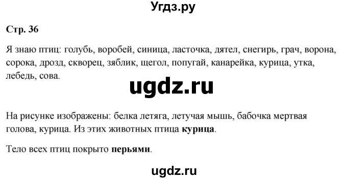 ГДЗ (Решебник 2023) по окружающему миру 1 класс Плешаков А.А. / часть 1. страница / 36