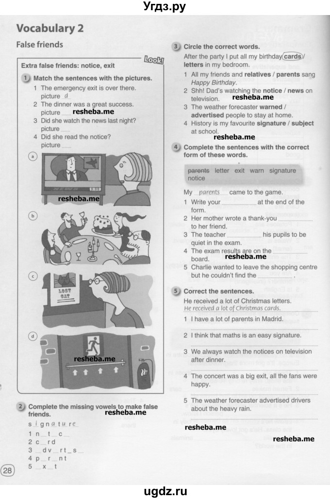 ГДЗ (Учебник) по английскому языку 8 класс (рабочая тетрадь) Комарова Ю.А. / страница номер / 28