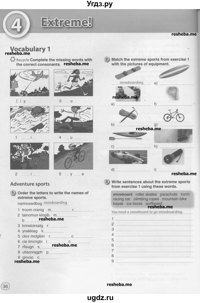 ГДЗ (Учебник) по английскому языку 8 класс (рабочая тетрадь) Комарова Ю.А. / страница номер / 36