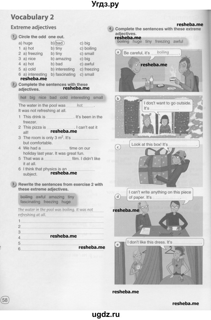 ГДЗ (Учебник) по английскому языку 8 класс (рабочая тетрадь) Комарова Ю.А. / страница номер / 58