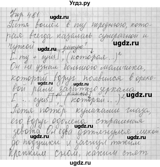 ГДЗ (Решебник) по русскому языку 6 класс Бунеев Р.Н. / упражнение номер / 481