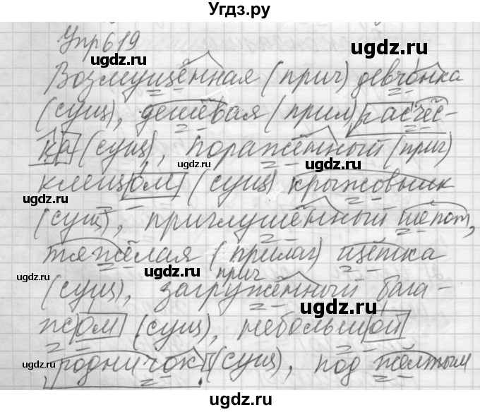 ГДЗ (Решебник) по русскому языку 6 класс Бунеев Р.Н. / упражнение номер / 619