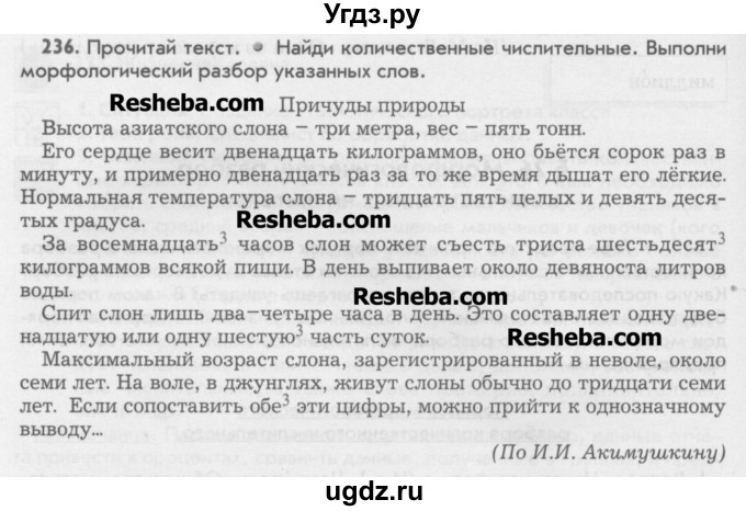 ГДЗ (Учебник) по русскому языку 6 класс Бунеев Р.Н. / упражнение номер / 236