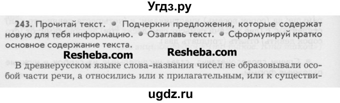 ГДЗ (Учебник) по русскому языку 6 класс Бунеев Р.Н. / упражнение номер / 243