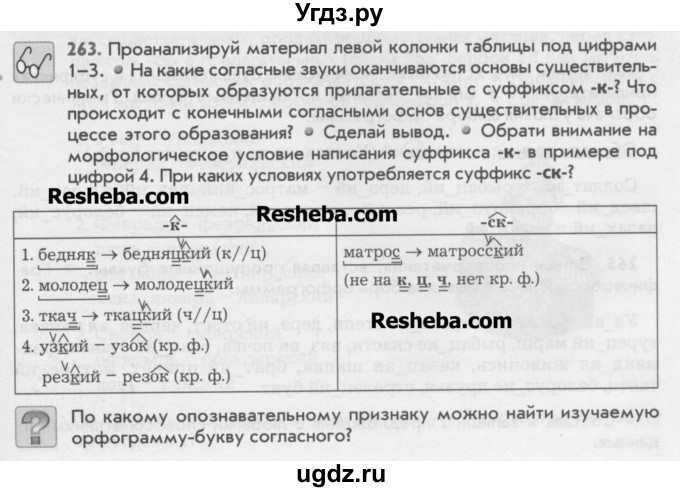 ГДЗ (Учебник) по русскому языку 6 класс Бунеев Р.Н. / упражнение номер / 263