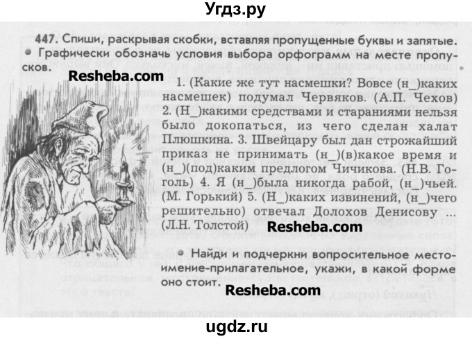 ГДЗ (Учебник) по русскому языку 6 класс Бунеев Р.Н. / упражнение номер / 447