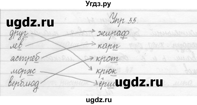 ГДЗ (Решебник 2017) по русскому языку 2 класс (тетрадь для упражнений) Рамзаева Т.Г. / упражнение / 55