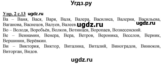 ГДЗ (Решебник к тетради 2020) по русскому языку 1 класс (Рабочая тетрадь) Климанова Л.Ф. / страница / 13(продолжение 2)