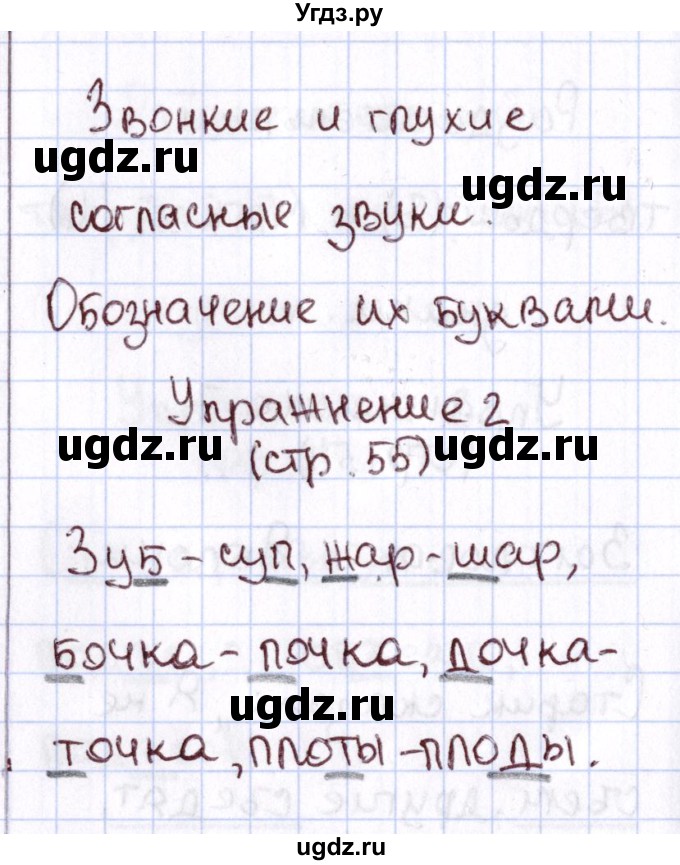 ГДЗ (Решебник №2 к тетради 2013) по русскому языку 1 класс (Рабочая тетрадь) Климанова Л.Ф. / страница / 55(продолжение 2)