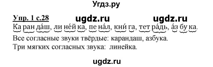 ГДЗ (Решебник) по русскому языку 1 класс (тетрадь для самостоятельной работы) Гольфман Е.Р. / страница / 28