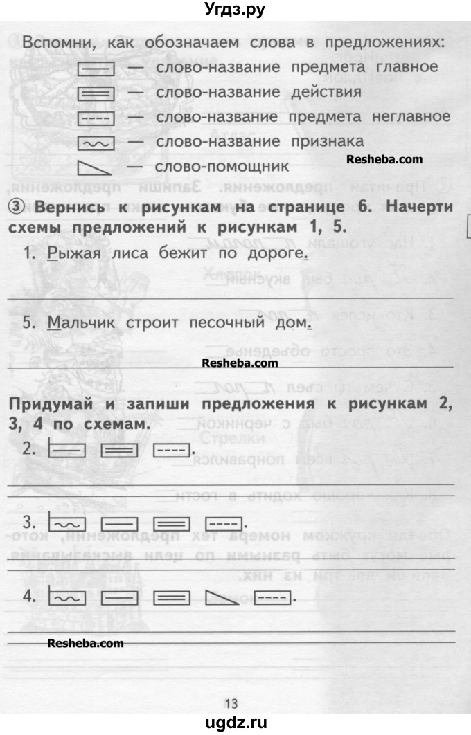 ГДЗ (Учебник ) по русскому языку 1 класс (тетрадь для самостоятельной работы) Гольфман Е.Р. / страница / 13