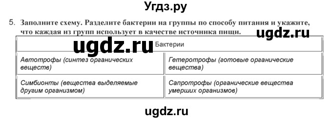 ГДЗ (Решебник) по биологии 7 класс (рабочая тетрадь) Тихомиров В.Н. / глава 2 / 5