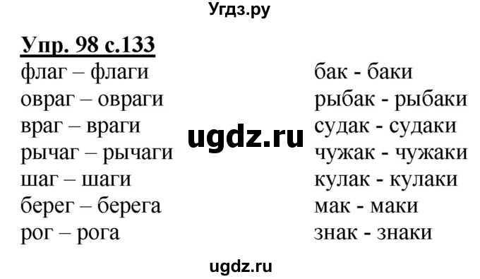 ГДЗ (Решебник) по русскому языку 2 класс Чуракова Н.А. / часть 1. страница / 133