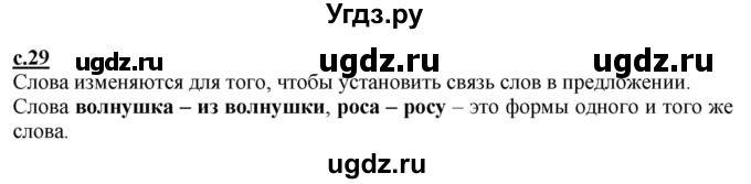 ГДЗ (Решебник) по русскому языку 2 класс Чуракова Н.А. / часть 1. страница / 29(продолжение 2)