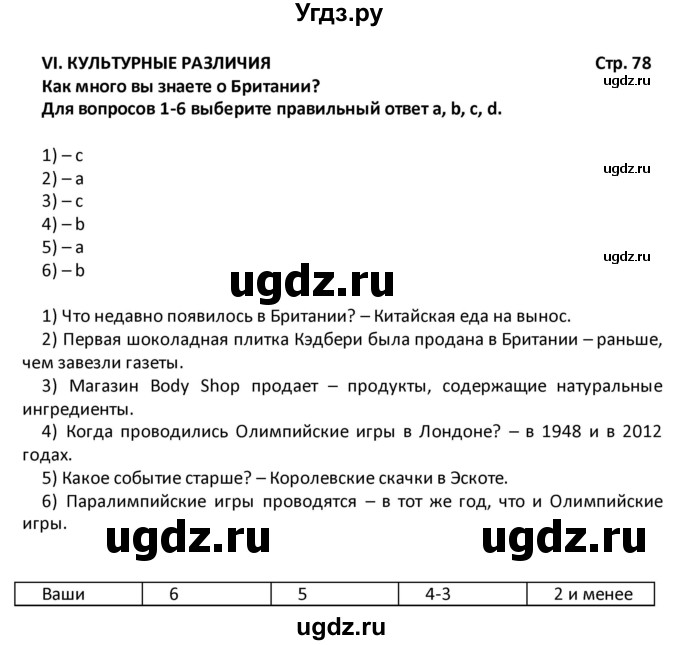 ГДЗ (Решебник) по английскому языку 8 класс (рабочая тетрадь) Кузовлев В.П. / страница номер / 78