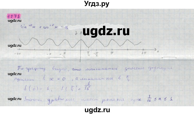 ГДЗ (Решебник) по алгебре 10 класс Колягин Ю.М. / упражнение-№ / 1273