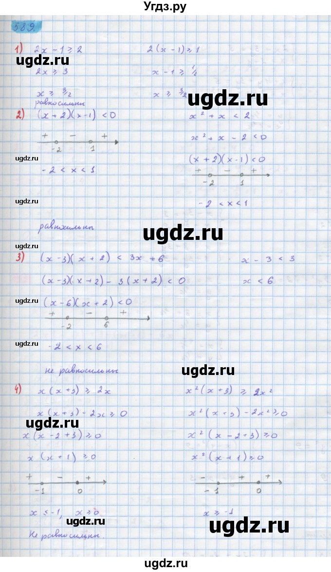 ГДЗ (Решебник) по алгебре 10 класс Колягин Ю.М. / упражнение-№ / 589