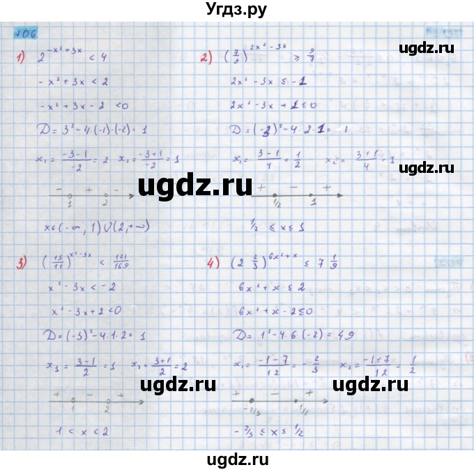 ГДЗ (Решебник) по алгебре 10 класс Колягин Ю.М. / упражнение-№ / 706