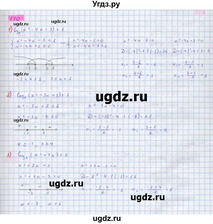 ГДЗ (Решебник) по алгебре 10 класс Колягин Ю.М. / упражнение-№ / 870