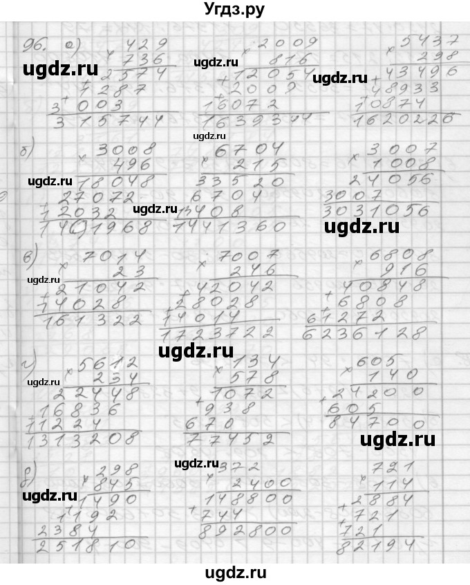 ГДЗ (Решебник) по математике 4 класс (рабочая тетрадь) Истомина Н.Б. / часть 1 / 96