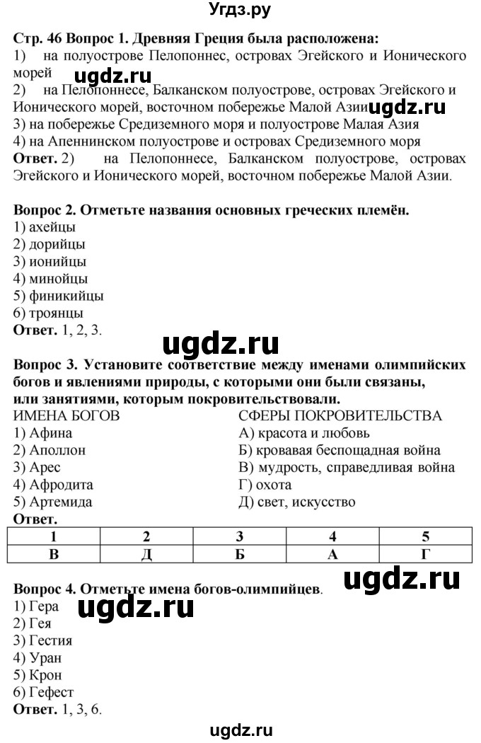 ГДЗ (Решебник 2019) по истории 5 класс (тетрадь-тренажер) Уколова И.Е. / страница / 46