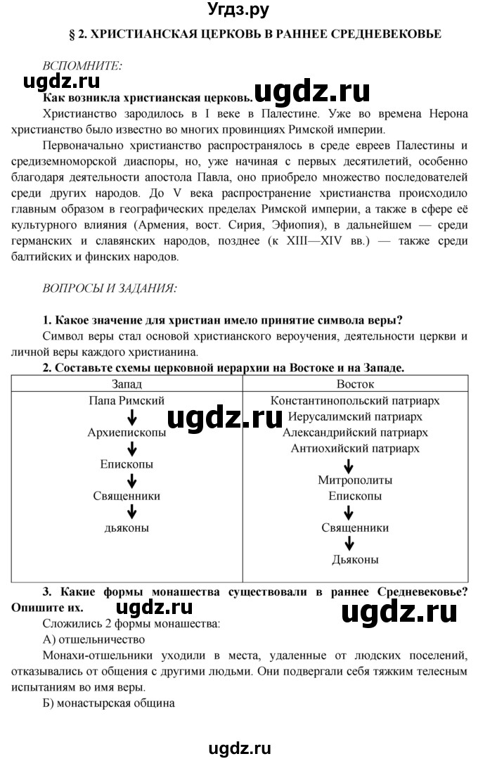 ГДЗ (Решебник) по истории 6 класс Ведюшкин В.А. / параграф-№ / § 2