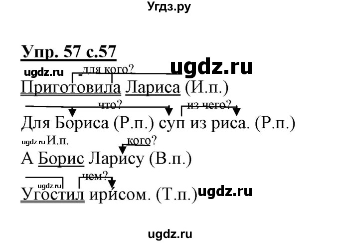 ГДЗ (Решебник) по русскому языку 3 класс (тетрадь для самостоятельной работы) Байкова Т.А. / часть 1-№ / 57