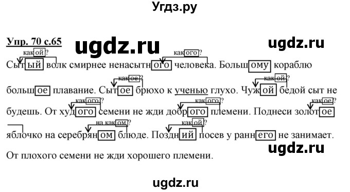 ГДЗ (Решебник) по русскому языку 3 класс (тетрадь для самостоятельной работы) Байкова Т.А. / часть 2-№ / 70