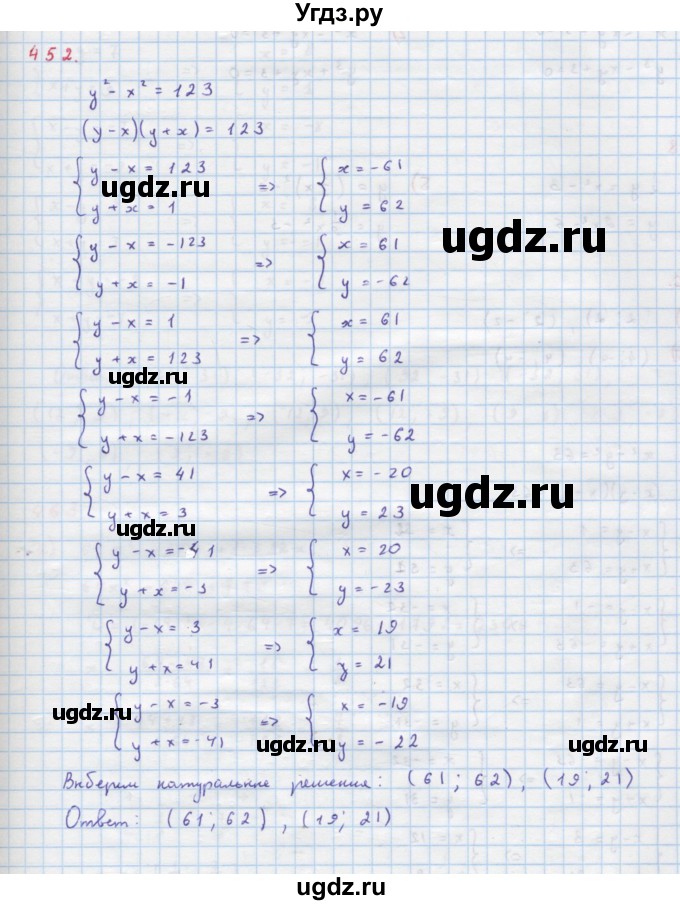 ГДЗ (Решебник к учебнику 2018) по алгебре 9 класс Макарычев Ю.Н. / упражнение / 452