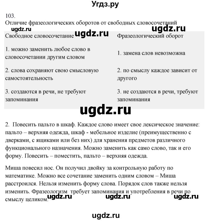 ГДЗ (Решебник №1 к учебнику 2014) по русскому языку 6 класс Быстрова Е.А. / часть 1 / упражнение / 103