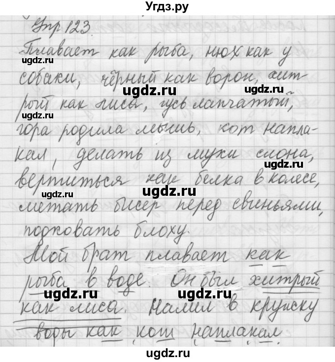 ГДЗ (Решебник №2 к учебнику 2014) по русскому языку 6 класс Быстрова Е.А. / часть 1 / упражнение / 123