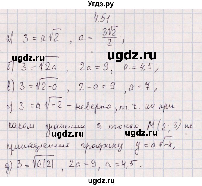 ГДЗ (Решебник №1) по алгебре 8 класс (задачник) Галицкий М.Л. / § 4 / 4.51