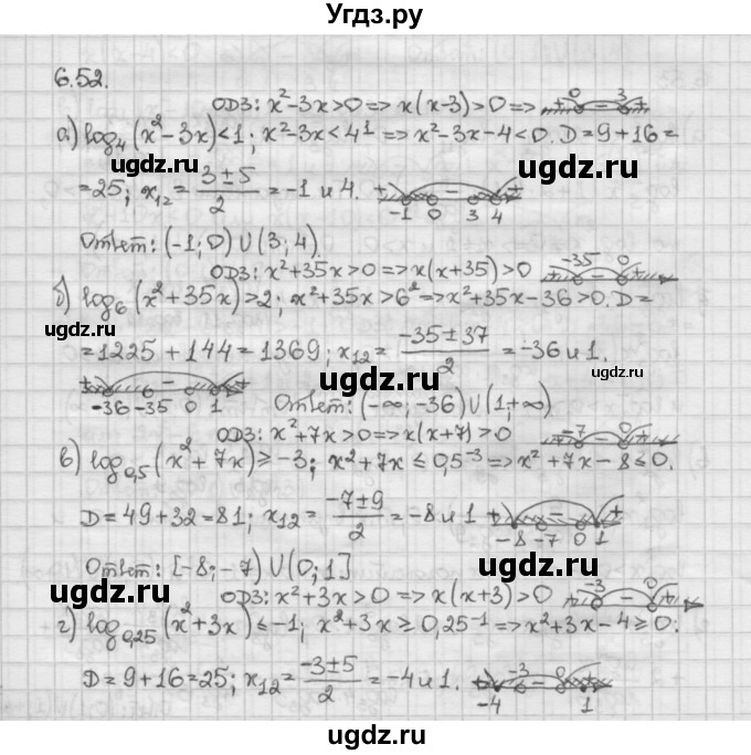 ГДЗ (Решебник) по алгебре 10 класс Никольский С.М. / § 6. показательные и логарифмические уравнения неравенства. / 6.52