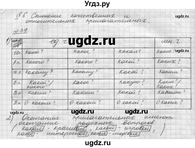 ГДЗ (Решебник) по русскому языку 5 класс Шмелев А.Д. / глава-7 / упражнение / 39