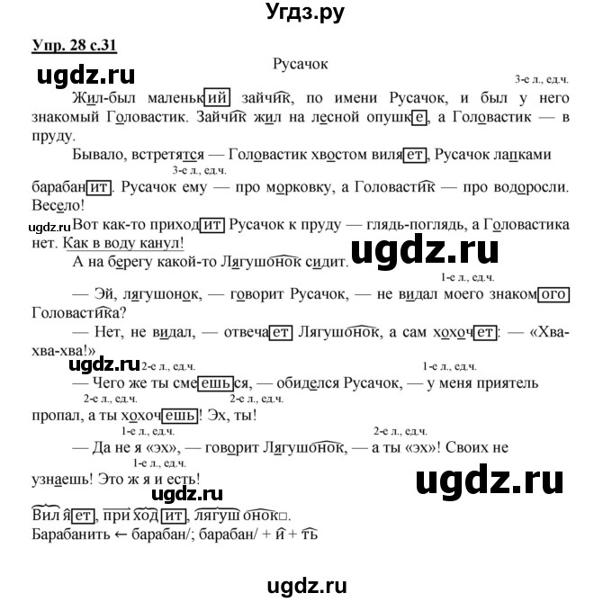 ГДЗ (Решебник) по русскому языку 4 класс (тетрадь для самостоятельной работы) Байкова Т.А. / часть 2. упражнение / 28