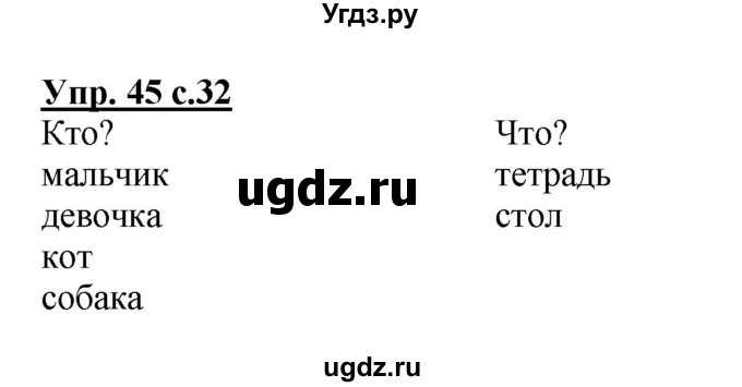 ГДЗ (Решебник) по русскому языку 1 класс Соловейчик М.С. / упражнение / 45