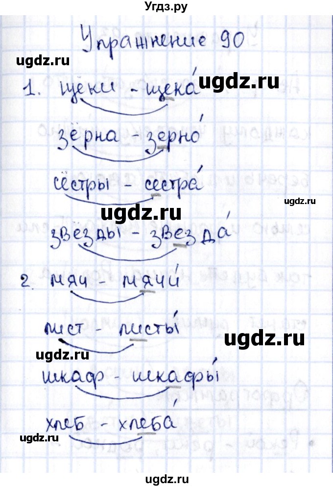 ГДЗ (Решебник №3) по русскому языку 2 класс (рабочая тетрадь) В.П. Канакина / часть 1 (номер) / 90