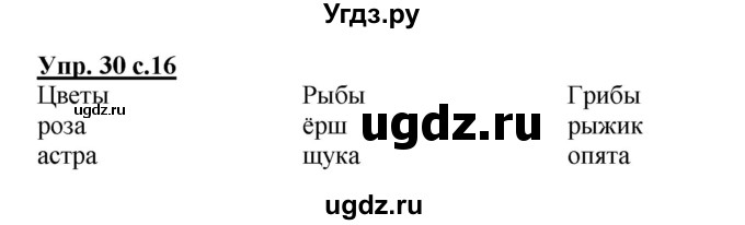 ГДЗ (Решебник №1) по русскому языку 2 класс (рабочая тетрадь) В.П. Канакина / часть 1 (номер) / 30