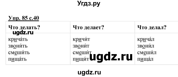 ГДЗ (Решебник №1) по русскому языку 2 класс (рабочая тетрадь) В.П. Канакина / часть 2 (номер) / 85