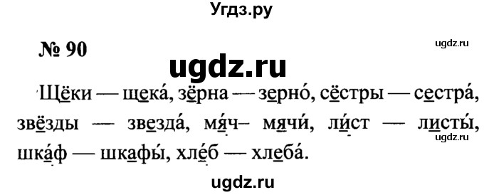 ГДЗ (Решебник №2) по русскому языку 2 класс (рабочая тетрадь) В.П. Канакина / часть 1 (номер) / 90