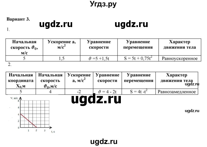 ГДЗ (Решебник к изданию 2017 года) по физике 9 класс (дидактические материалы) Марон А.Е. / самостоятельные работы / самостоятельная работа 6 / 3