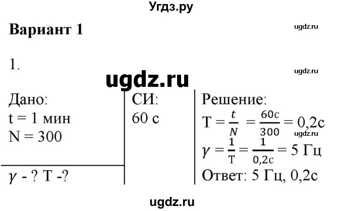 ГДЗ (Решебник к изданию 2017 года) по физике 9 класс (дидактические материалы) Марон А.Е. / контрольные работы / контрольная работа 5 / вариант 1 / 1