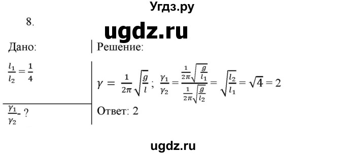 ГДЗ (Решебник к изданию 2022 года) по физике 9 класс (дидактические материалы) Марон А.Е. / контрольные работы / контрольная работа 5 / вариант 1 / 8