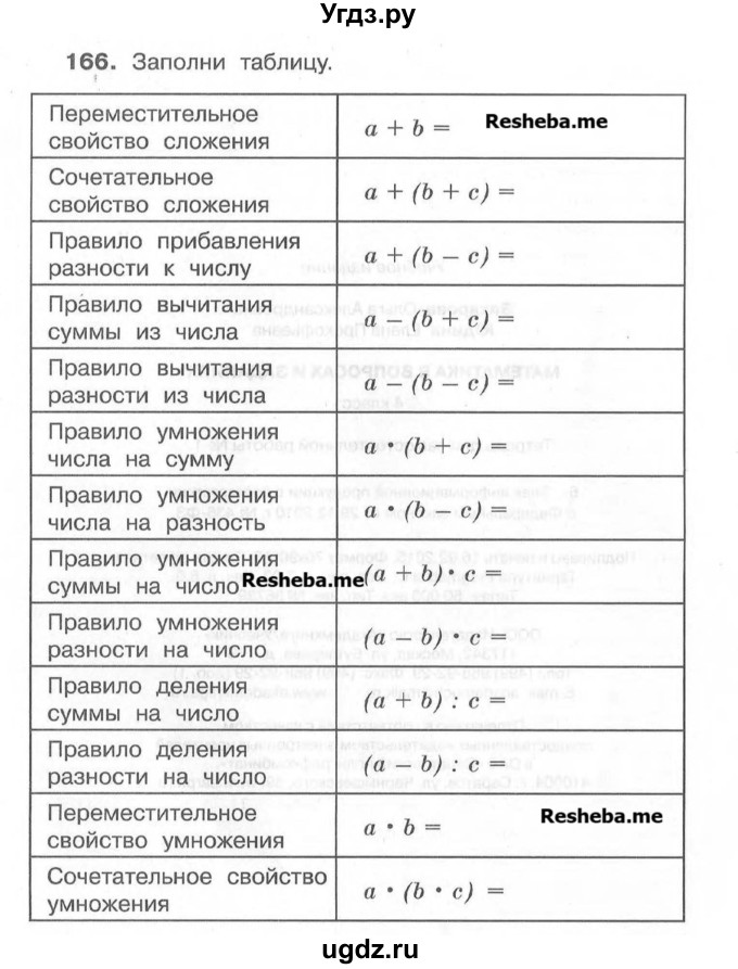ГДЗ (Учебник) по математике 4 класс (рабочая тетрадь) Захарова О.А. / часть 1. задание / 166