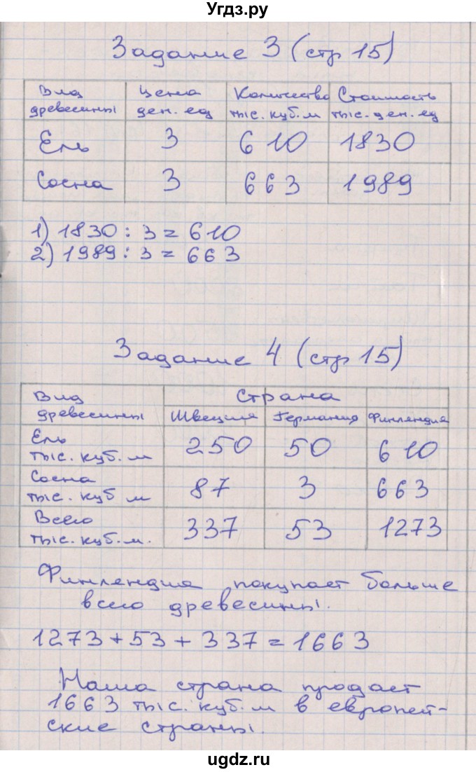 ГДЗ (Решебник) по математике 4 класс (рабочая тетрадь) Захарова О.А. / часть 3. страница / 15