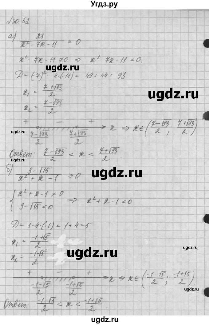 ГДЗ (Решебник) по алгебре 8 класс (задачник) А.Г. Мордкович / § 30 номер / 52